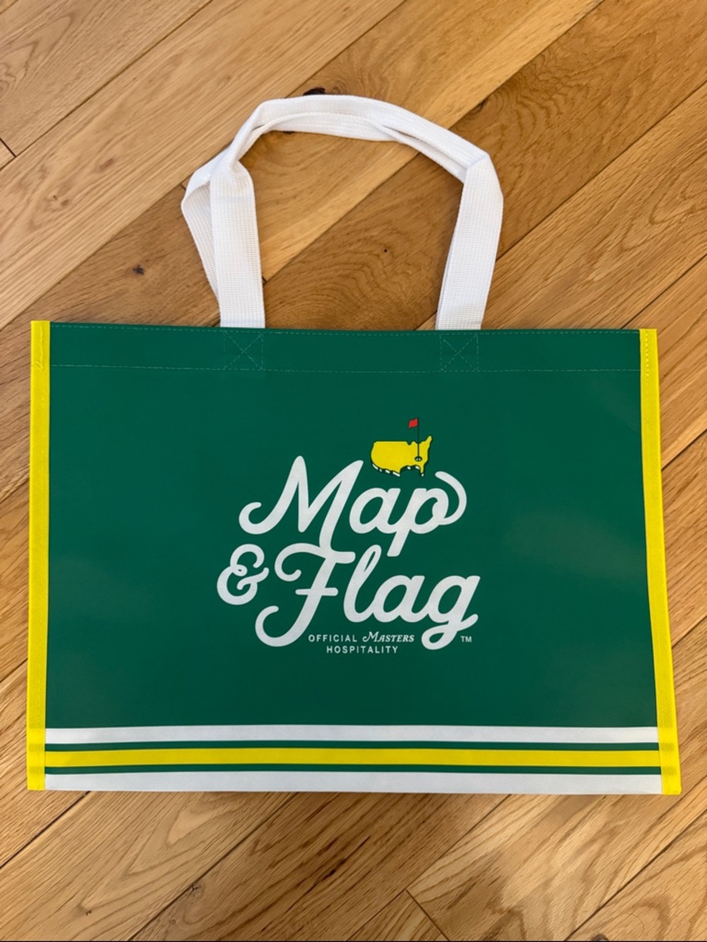 Masters Map & Flag Tote in Green, Yellow and White